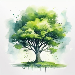 艺术创意的绿色树木插图背景图片