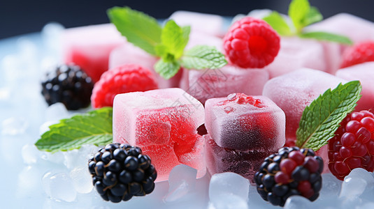 冰凉爽口的浆果冰块图片