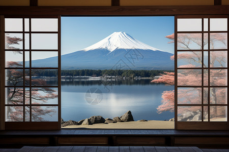 富士山和日本城秋天的富士山景观背景