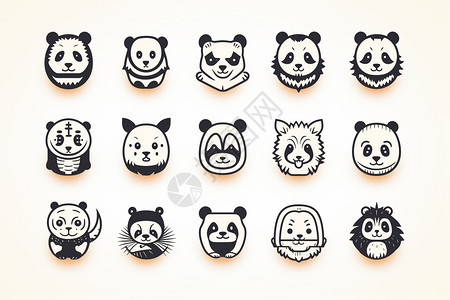 现代线性熊猫图标图片