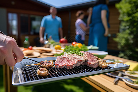 户外烧烤夏季的户外烤肉背景