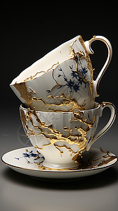 做工精美的陶瓷茶杯背景图片