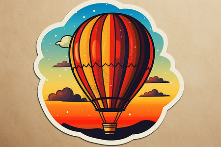 美丽的热气球贴纸插图图片