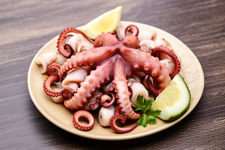 新鲜的腌制章鱼美食图片