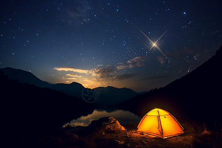 山间夜晚星空的美丽景观图片