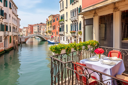 威尼斯水城的美丽景观高清图片