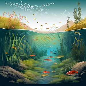 河流中的生态系统图片