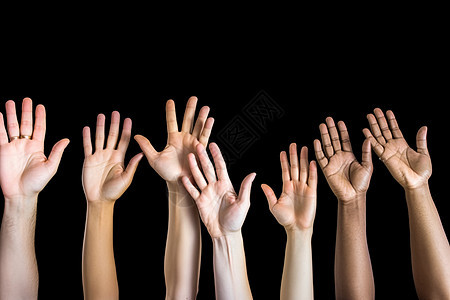 团队成员合作同行的手势背景图片