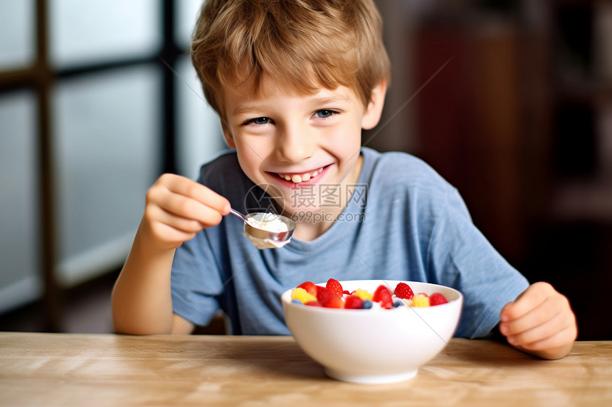 健康饮食的小男孩图片