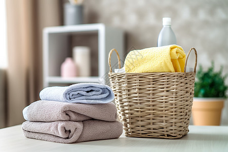 脏衣篓家政服务的专业工具背景