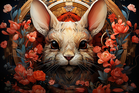 兔年设计的兔头背景图片