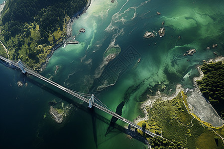 海湾中建筑的大桥图片