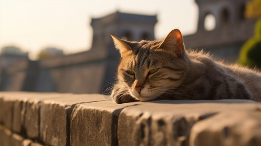 慵懒晒太阳的小猫图片