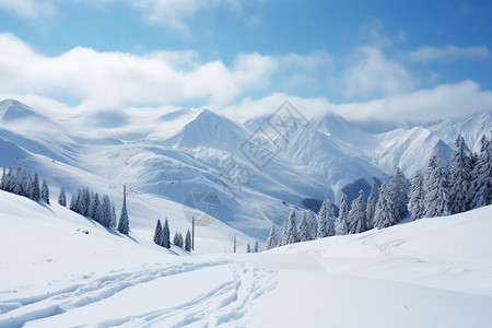 冬至雪被雪覆盖着的山脉背景