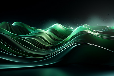 抽象立体的绿色海浪图片