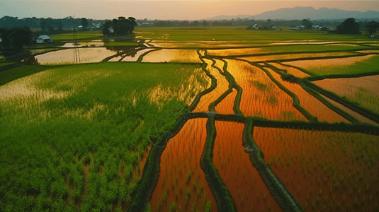 农业杂交水稻种植田野图片
