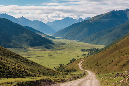藏区的公路风景图片