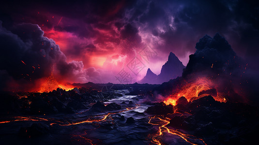 火山喷发岩浆图片