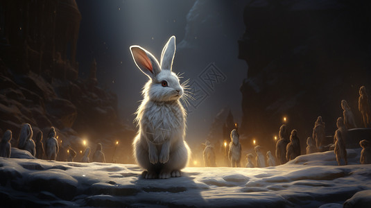 小白兔尾巴站在后面图片
