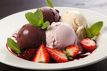 水果奶油冰淇淋图片