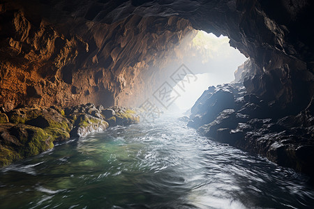 自然流淌的岩石洞穴图片