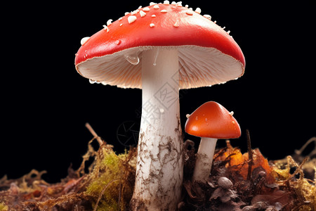 秋天的蘑菇野地里的小蘑菇背景