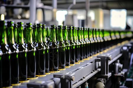 啤酒生产线工业啤酒加工厂的自动化流水线背景