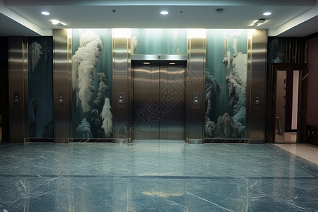 企业大楼的电梯口装饰图片