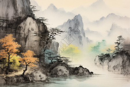中国,经典,古风,国风,山间,景观,水墨画图片
