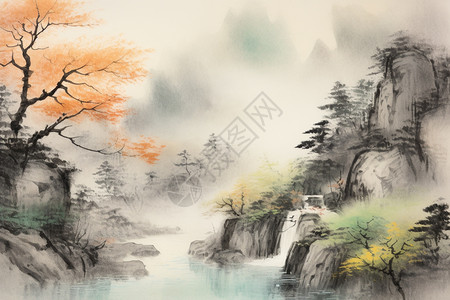 中国经典的水墨画背景图片