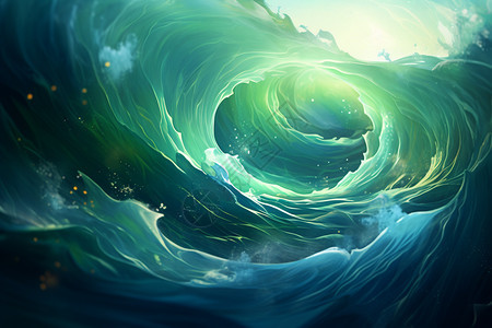 梦幻般的绿色波浪创意背景图片