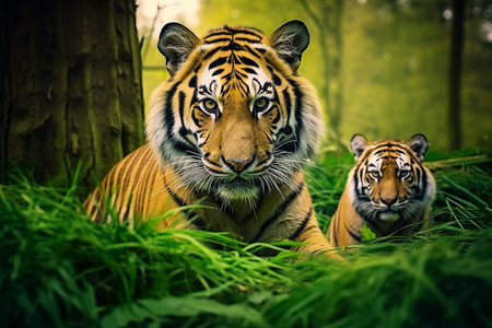 丛林凶猛的老虎图片