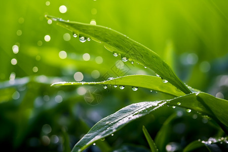 叶子上的雨滴图片