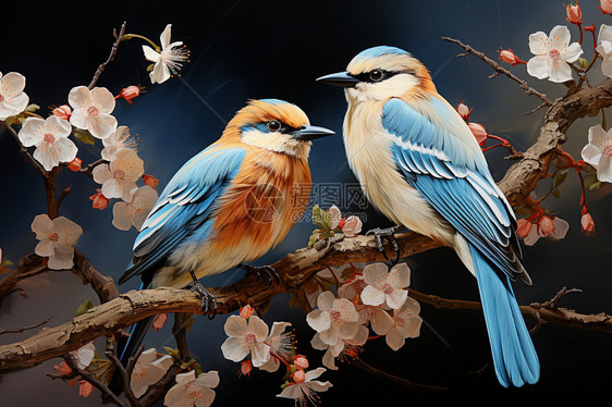 鸟类和花卉艺术图片