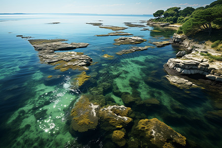 海边浅滩风光航拍图片