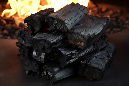 可燃烧的木炭图片