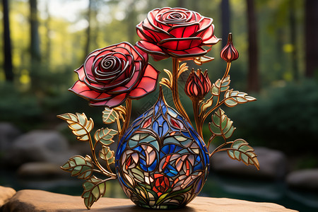 艺术品花瓶和花图片
