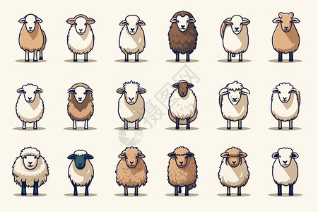绵羊创意卡通插图图片