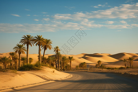 沙漠棕榈树高速路图片