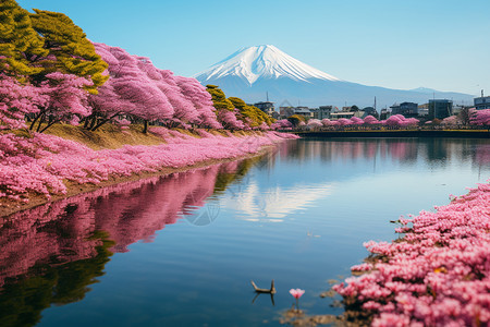 日本河口湖富士山图片