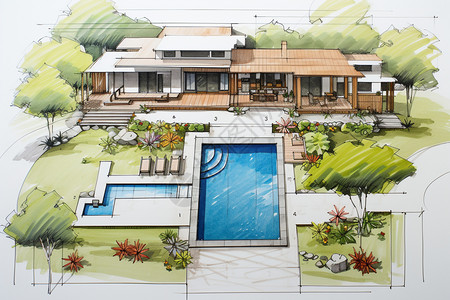 别墅户型图园林设计图高清图片