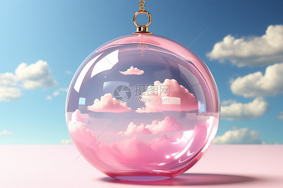 粉色水晶云朵挂件图片