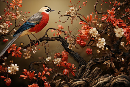 花鸟刺绣艺术图片