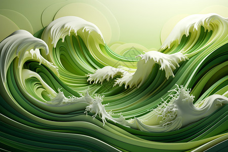 优雅层次感绿色波浪图片