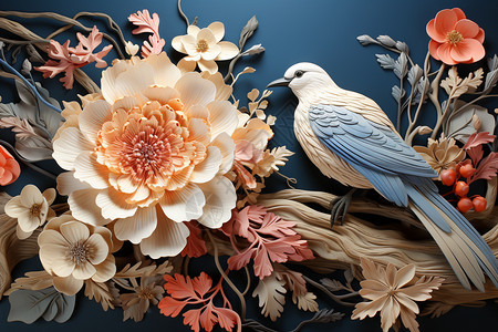 传统刺绣花卉图案背景图片