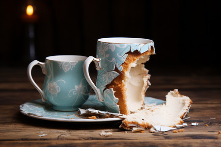 破碎的陶瓷茶杯图片