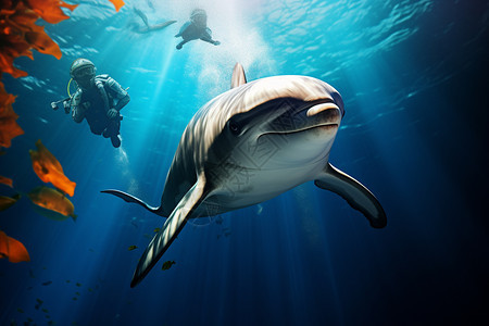 海底的野生海豚图片