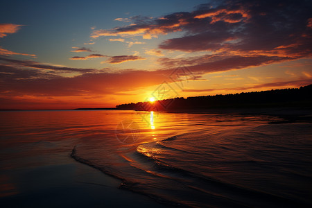 海面日落风景背景图片