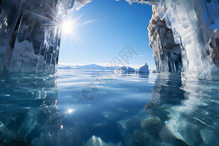 冰冻的贝加尔湖冰川景观图片