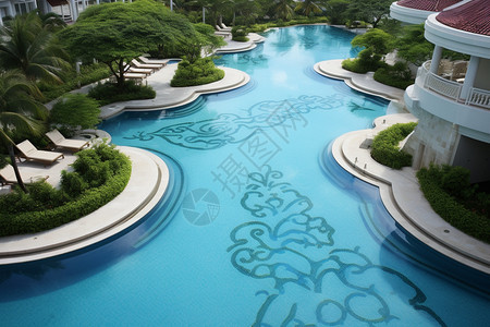 带泳池的豪华度假酒店背景图片